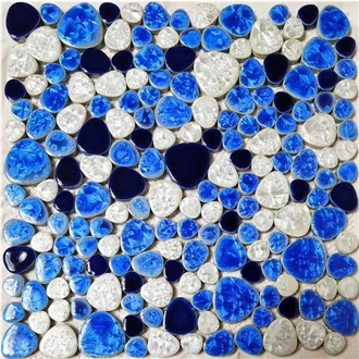Glazed Rock Pebble Ceramic Bathroom Mosaic Non-Slip Tile