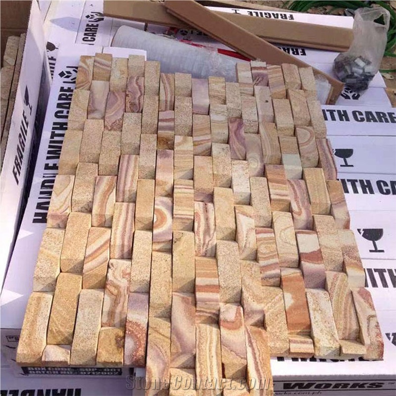 3D Wave Shape Quartzite Wall Panel Stacked Stone Veneer