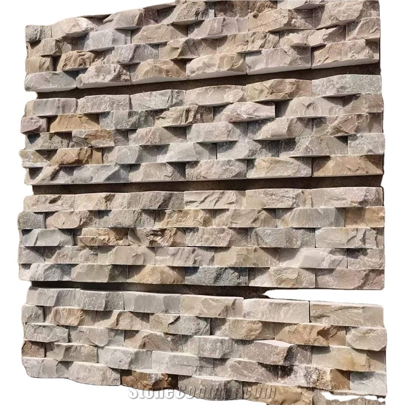 3D Wave Shape Quartzite Wall Panel Stacked Stone Veneer
