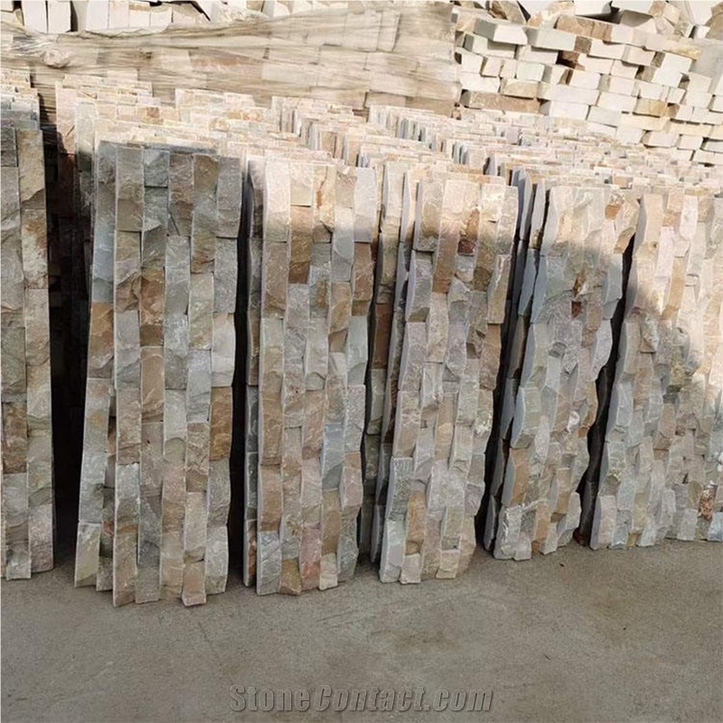 3D Wave Shape Quartzite Wall Panel Stacked Stone Veneer