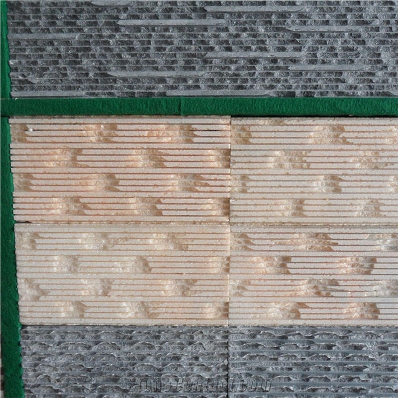 3D Wave Shape Quartzite Wall Panel Stacked Stone Veneer