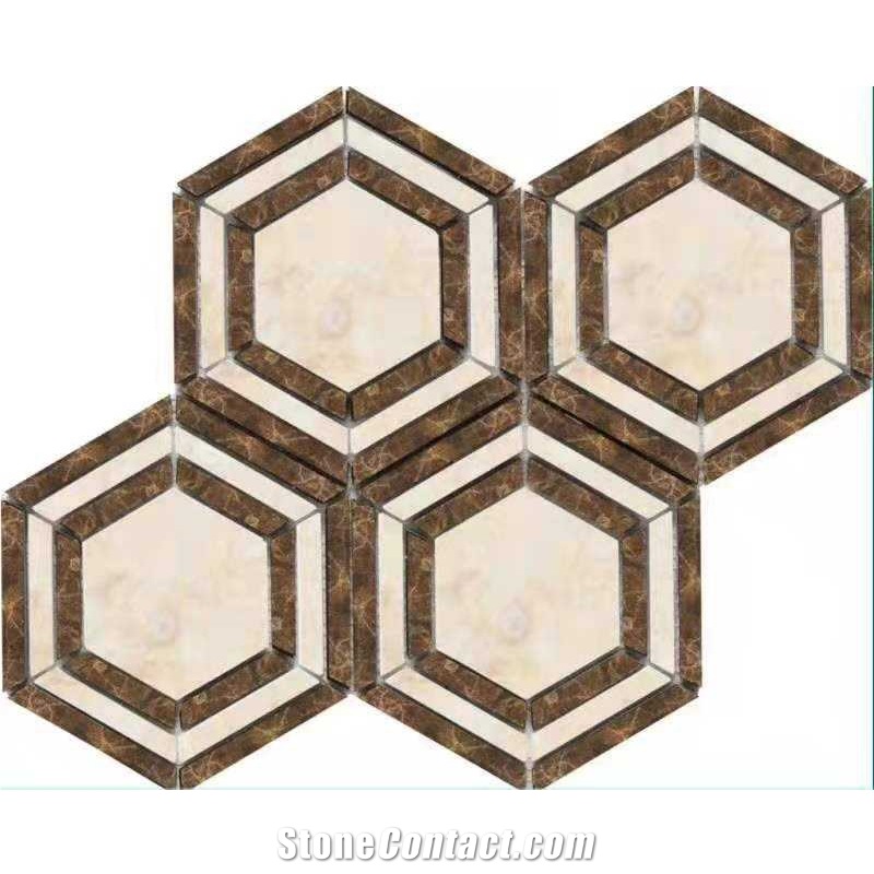 Best Sale Hexagon Marble Water-Jet Mosaic Wall Tiles