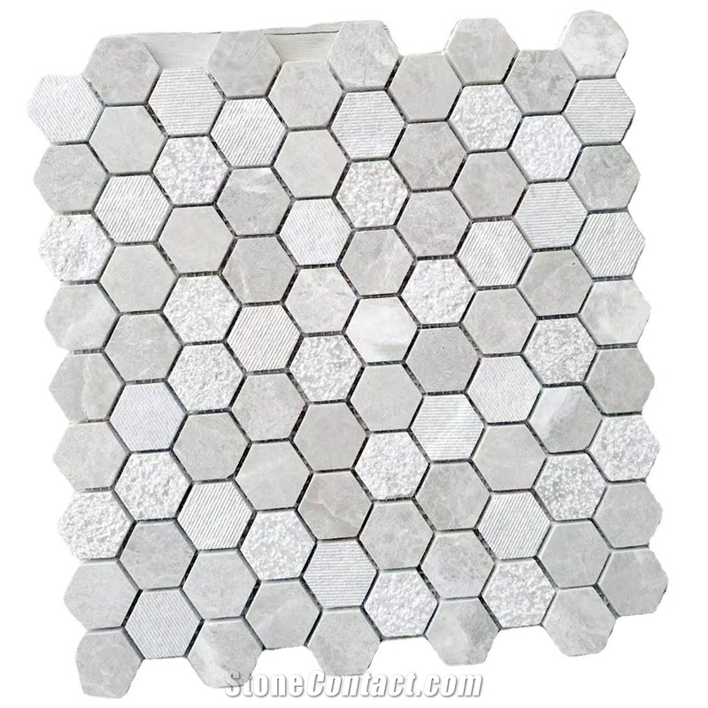 Best Sale Hexagon Marble Water-Jet Mosaic Wall Tiles