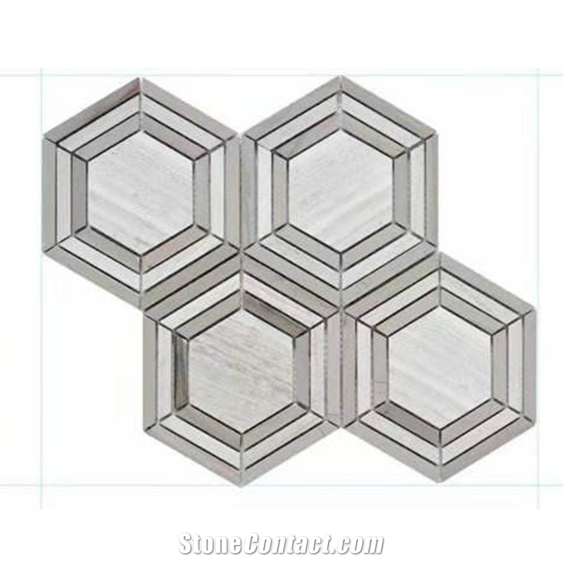 Best Sale Hexagon Marble Water-Jet Mosaic Wall Tiles