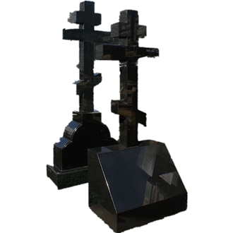 Black Granite Carving Polished Cross Headstones