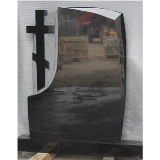 Black Granite Carving Polished Cross Headstones