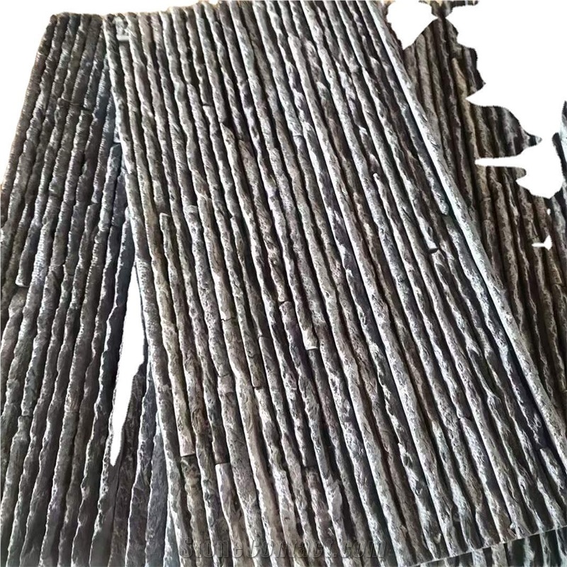 Dark Slate Stone Wall Cladding Panels Tiles For Fountain