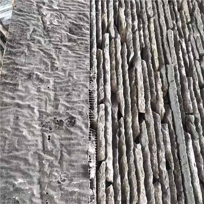 Dark Slate Stone Wall Cladding Panels Tiles For Fountain