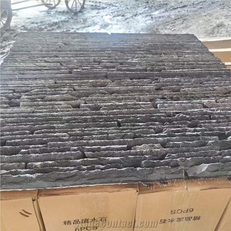 Dark Slate Stone Wall Cladding Panels Tiles For Fountain