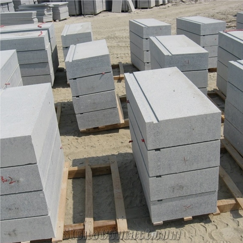 Grey Granite Stone Steps Blocks With Black Strips