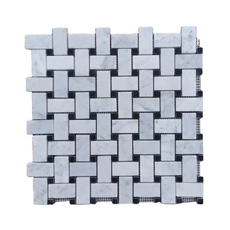 Herringbone Basket Weave White Marble Mosaic Tiles For Backsplash