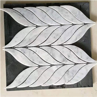 Kitchen Bathroom Mosaic Leaves Pattern Marble