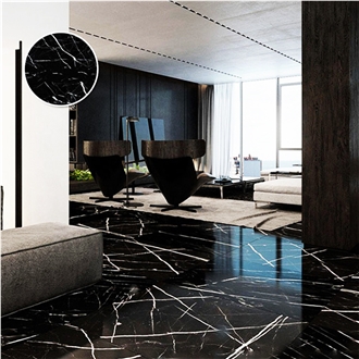 Marble Black With White Roots For Flooring Or Wall Tiles