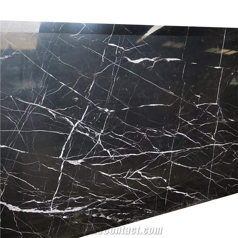 Marble Black With White Roots For Flooring Or Wall Tiles
