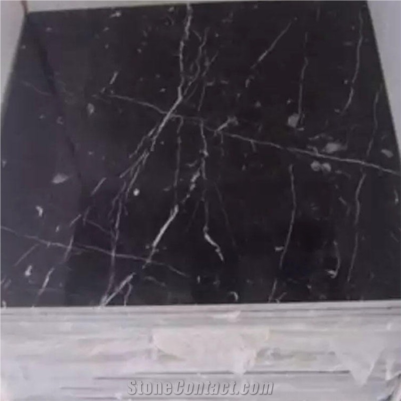 Marble Black With White Roots For Flooring Or Wall Tiles