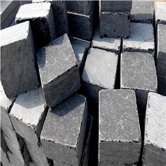 Natural Blue Tumbled Limestone Cobblestone Pavers Floor Tile