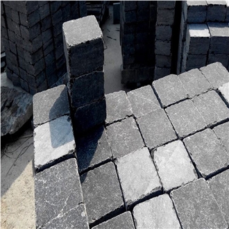 Natural Blue Tumbled Limestone Cobblestone Pavers Floor Tile