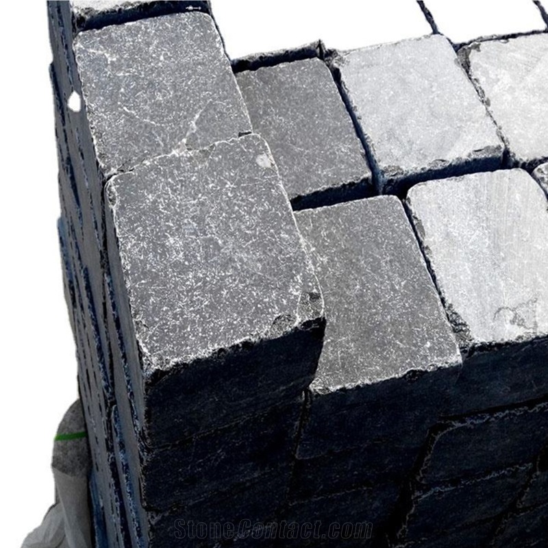 Natural Blue Tumbled Limestone Cobblestone Pavers Floor Tile