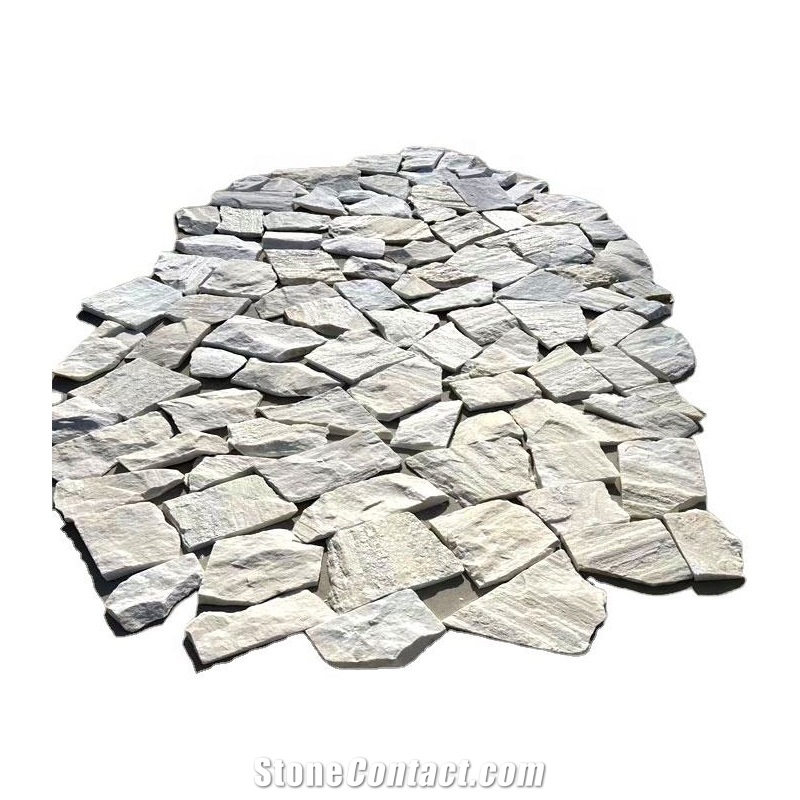 Natural White Quartzite Random Flagstone Pavers Floor Tiles