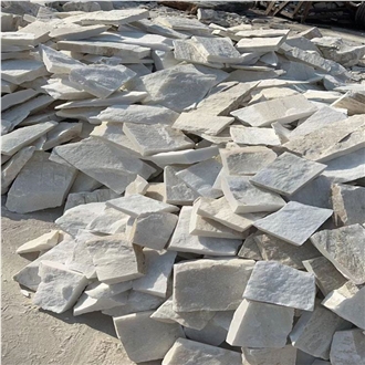 Natural White Quartzite Random Flagstone Pavers Floor Tiles