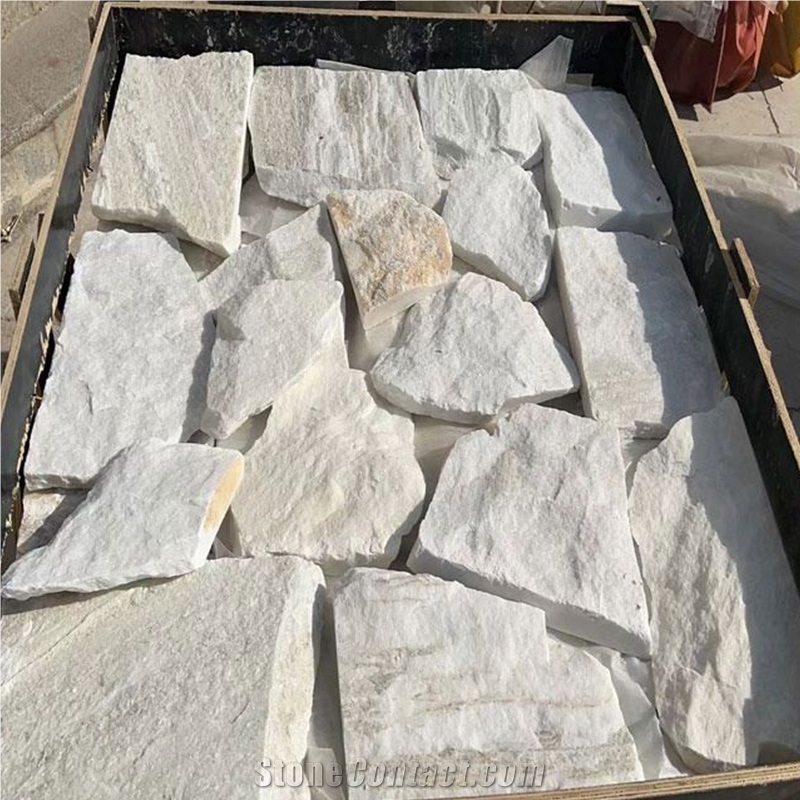 Natural White Quartzite Random Flagstone Pavers Floor Tiles