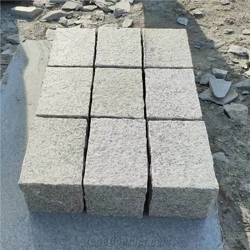 White Granite Anticated Flamed-Brushed Cobble Stone
