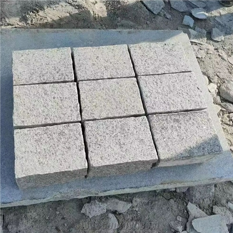 White Granite Anticated Flamed-Brushed Cobble Stone
