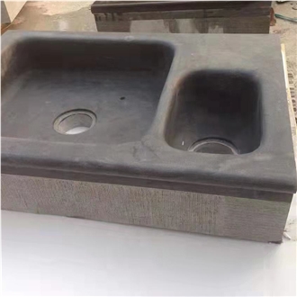 Wholesale Natural Blue Limestone Honed Rectangle Double Sink