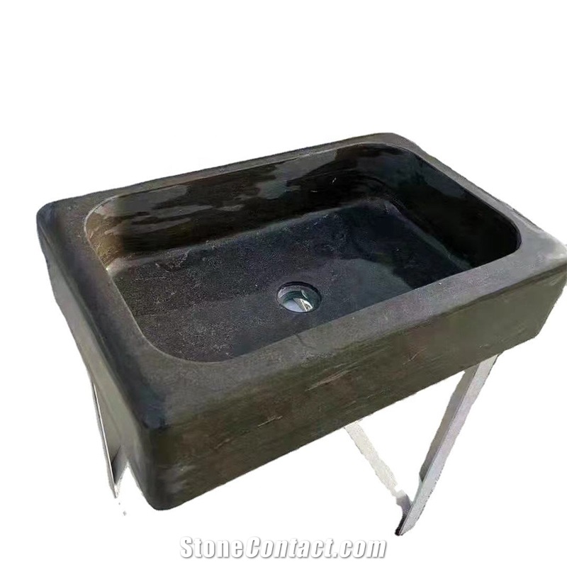 Wholesale Natural Blue Limestone Honed Rectangle Double Sink