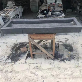 Wholesale Natural Blue Limestone Honed Rectangle Double Sink