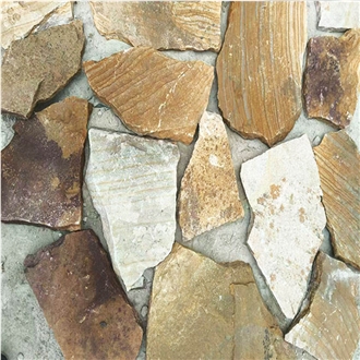 Yellow Sandstone Stacked Rock Wall Cladding Stone Veneer