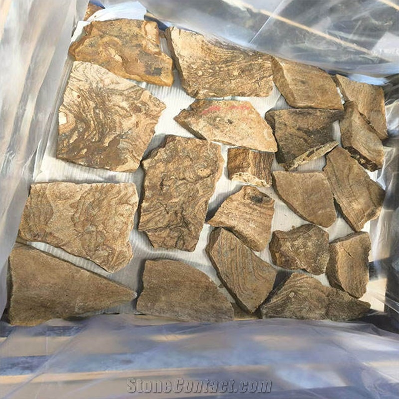Yellow Sandstone Stacked Rock Wall Cladding Stone Veneer