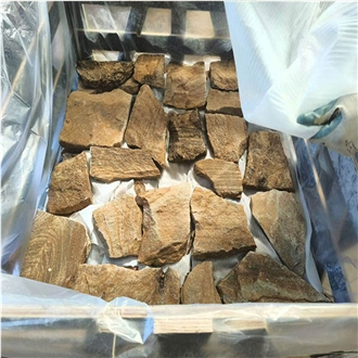 Yellow Sandstone Stacked Rock Wall Cladding Stone Veneer