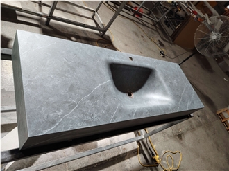 Glossy Bending Sintered Stone Bathroom Vanity Tops With Sink
