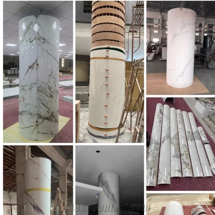 Sintered Stone Hot Bending Process Curved Column Panels