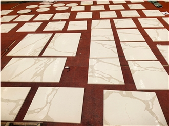 White Calacatta Quartz Rectangle Solid Surface Table Tops