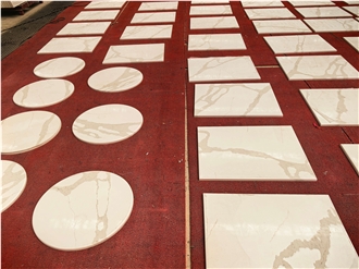 White Calacatta Quartz Rectangle Solid Surface Table Tops