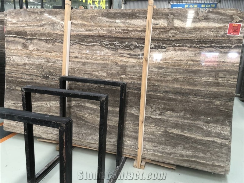 Iran Silver Grey Travertine Slabs For Wall And Floor