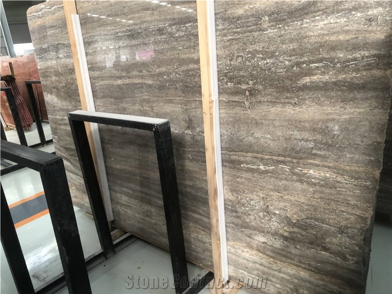 Iran Silver Grey Travertine Slabs For Wall And Floor