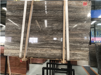 Iran Silver Grey Travertine Slabs For Wall And Floor