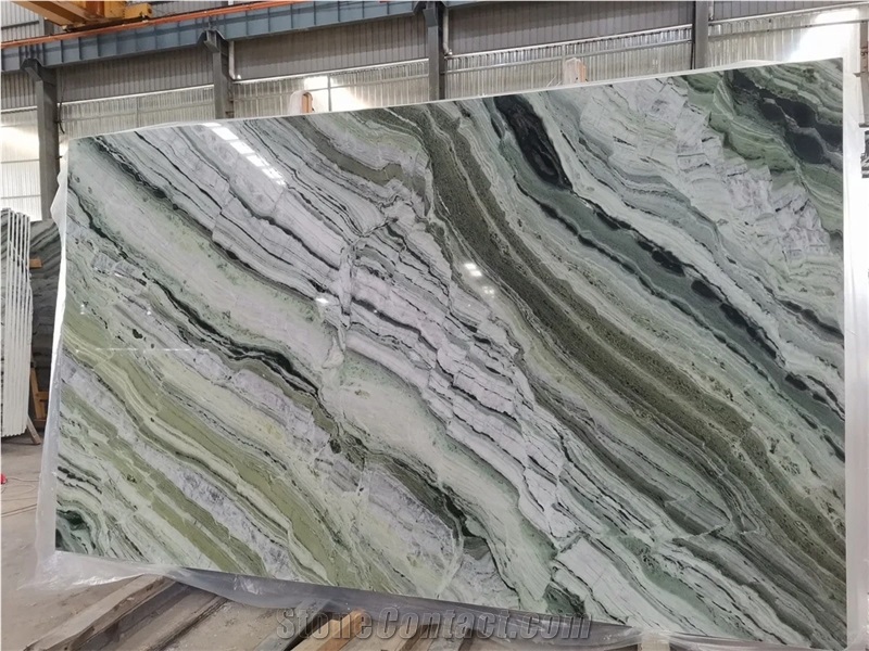 Natrual Green Shangri-La Cloud Jade Marble Slabs