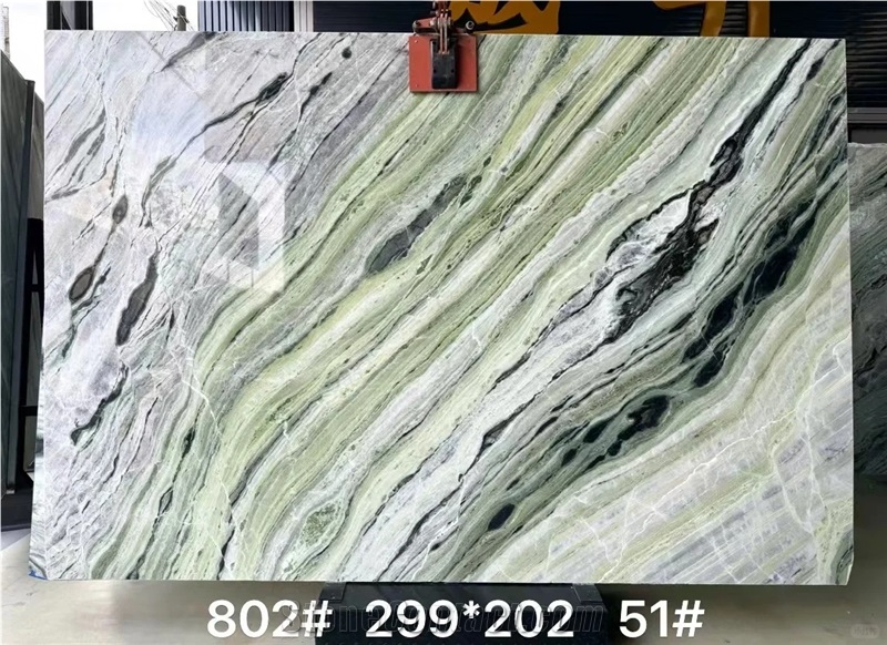Natrual Green Shangri-La Cloud Jade Marble Slabs