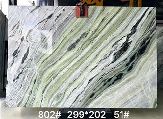 Natrual Green Shangri-La Cloud Jade Marble Slabs