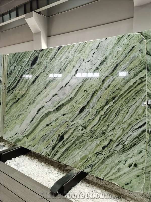 Natrual Green Shangri-La Cloud Jade Marble Slabs