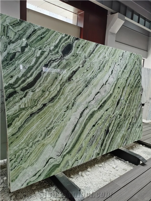 Natrual Green Shangri-La Cloud Jade Marble Slabs