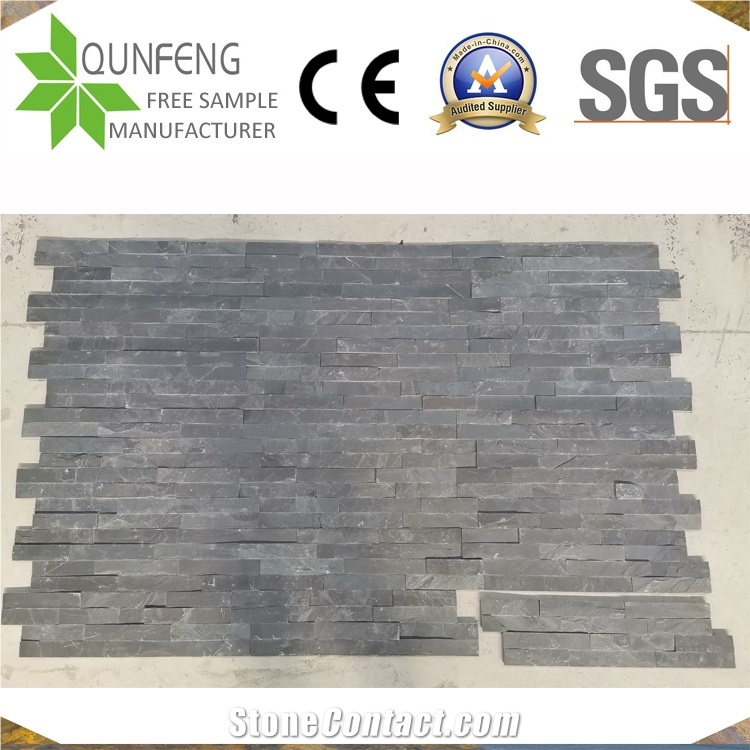 Jiujiang Natural Black Split Slate Stone Feature Wall Panels