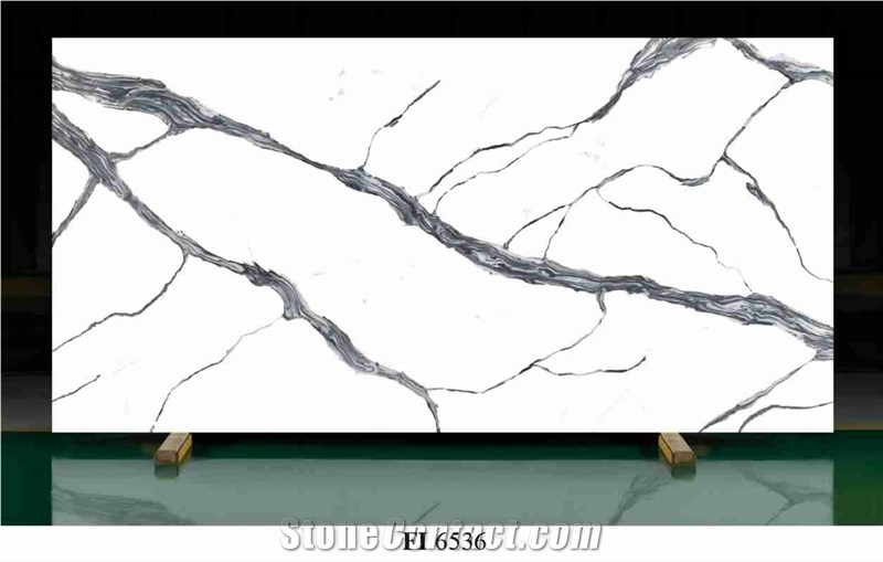 Artificial Calacatta Stone Engineered  Quartz Slabs
