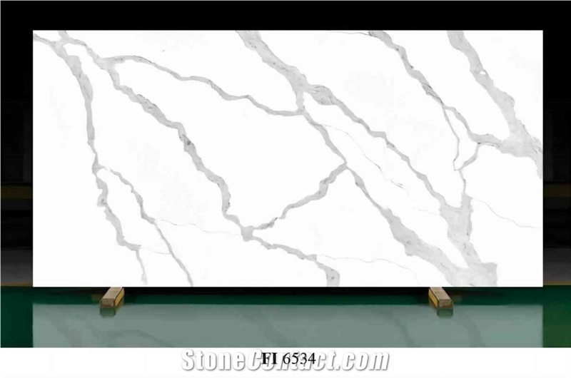 Artificial Calacatta Stone Engineered  Quartz Slabs