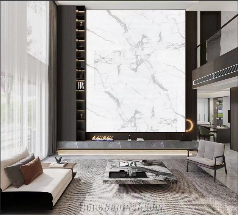 Statuario White Marble Slab Floor Tile