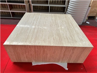 Beige Travertine Square Coffee Table Interior Design